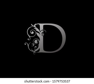 Silver D Luxury Logo Icon, Classy Letter Logo Design.