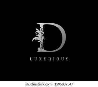 Silver D Luxury Logo Icon, Elegant D Letter Logo Design.