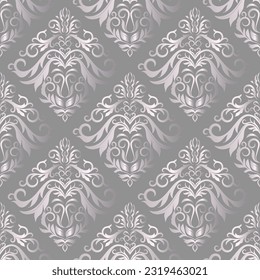 Silver damask seamless vector pattern