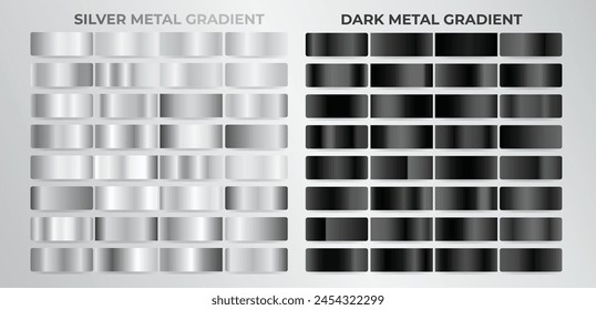 Silver and Dark metallic gradients set