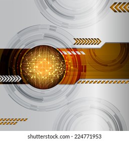 fondo de Tecnología Abstractas de luz naranja oscuro para Sitio web gráfico por computadora e Internet, placa de circuitos. Ondas sonoras.