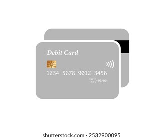 Silver debit card icon. Debit card payment icon. Bank card icon. Debit Card Mockup isolated on white background.