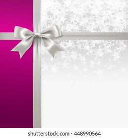 silver decoration bow on starry background. vector