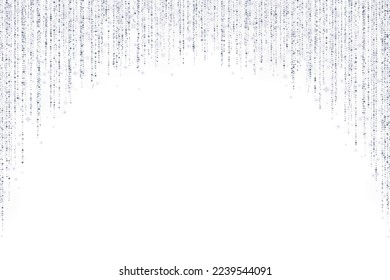 Silver decoration round arch glitter garland on white background. Vector