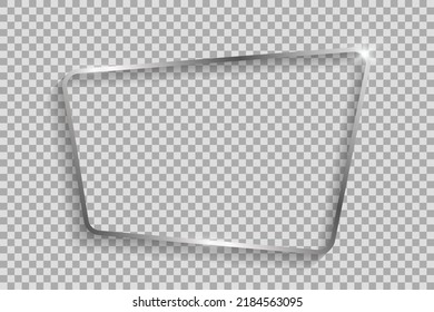 Marco decorativo plateado con sombras y resaltes aislados en un fondo transparente.