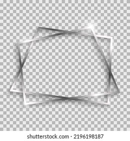 Silver decorative frame with shadows and highlights isolated on a transparent background.