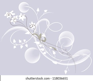 Silver decorative pattern of flowers for wedding invitations