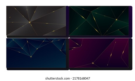Silver Deep Blue Green Black Purple Geometric Wallpaper. Rich VIP New Year Poster. Dark Black Blue Purple Green Banner. Metallic Polygon Celebration Texture. 3D Abstract Luxury Christmas Frame.