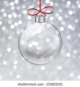 Silver defocused background. Bright bokeh. Glass ball. Vector.  