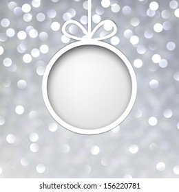 Silver defocused background. Bright bokeh. Glass ball. Vector.  