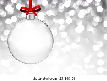 Silver defocused background. Bright bokeh. Glass ball. Vector. 