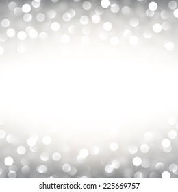 La plata desenfocó el fondo navideño. Brillante. Ilustración vectorial.
