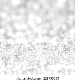 Silver defokussierter Weihnachtshintergrund. Helles Bokeh. Vektorgrafik.