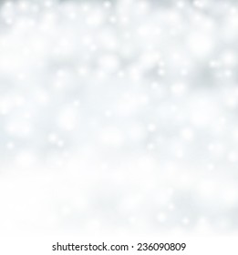 Silver defocused christmas background. Bright bokeh. Vector illustration.