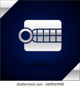 Silver Dentures model icon isolated on dark blue background. Dental concept.  Vector Illustration