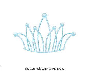 Silver diadem with quilted petals and diamonds. Vector illustration.