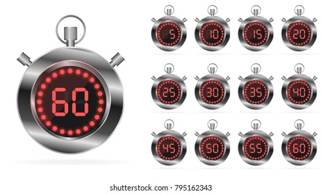 silver digital stopwatch