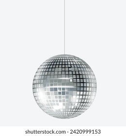 Silver Disco ball icon isolated on grayscale background. stock .