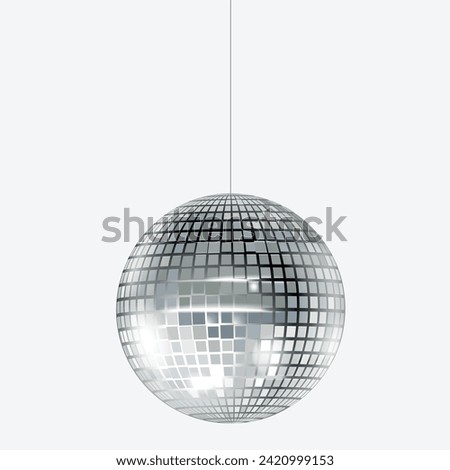 Silver Disco ball icon isolated on grayscale background. stock .