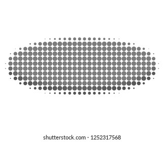 Silver disk halftone dotted icon. Halftone array contains round elements. Vector illustration of silver disk icon on a white background.