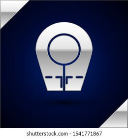 Silver Diving hood icon isolated on dark blue background. Spearfishing hat winter swim hood. Diving underwater equipment.  Vector Illustration