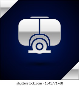 Silver Diving mask icon isolated on dark blue background. Extreme sport. Diving underwater equipment.  Vector Illustration
