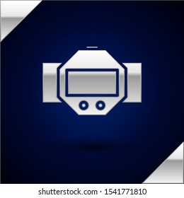 Silver Diving watch icon isolated on dark blue background. Diving underwater equipment.  Vector Illustration