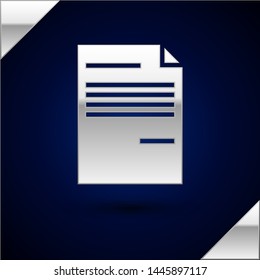 Silver Document icon isolated on dark blue background. File icon. Checklist icon. Business concept.   Vector Illustration