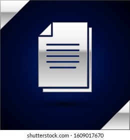 Silver Document icon isolated on dark blue background. File icon. Checklist icon. Business concept.  Vector Illustration