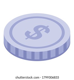 Icono de moneda de plata. Isométrico icono vectorial de moneda de plata para diseño web aislado en fondo blanco