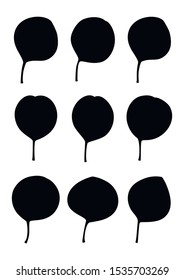 Silver dollar eucalyptus leaf silhouettes. Vector illustration.