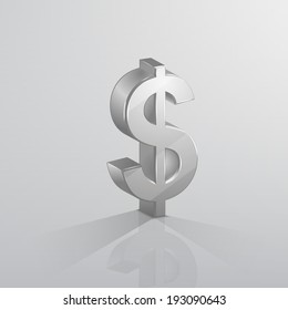 Silver Dollar Sign Isolated On White Stock Vector (Royalty Free ...