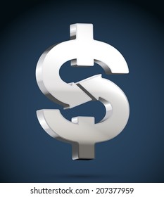 Silver dollar sign - money transfer concept