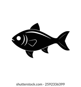 Silver Dollar Silhouette Vector Art and Black Color Silver Dollar Fish Design