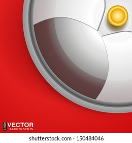 Silver Dome Plate Cover On Red Tablecloth. Vector Illustration, Eps 10, Contains Transparencies.