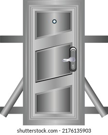 Silver door with classic design vector image