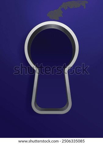 Silver door security locker key hole on dark background vector.