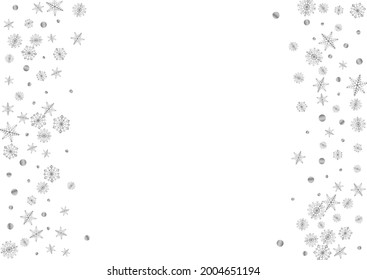 Silver Dot Background White Vector. Snow Magical Pattern. Luminous Confetti Luxury. Grey Drawn Texture.