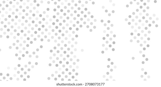 confeti de puntos plateados. Impresionante fondo abstracto de círculos variados de plata. Patrón moderno plateado para sus proyectos. Vector punto dinámico 