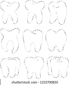 Silver Dot Line drawing of tooth set