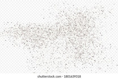 Silver Dot Modern Transparent Background. Art Splash Illustration. White Dust Festive Background. Rain Luxury Postcard.