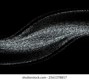 Silver dots confetti magic powder explosion. Luxury silver confetti smoke over greyish black background. Vector party sparkle snow dots smoke texture, magic powder explosion. Summer party background