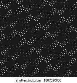 Silver Dots Strip on Abstract Black Background.