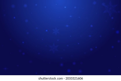 Fondo azul del vector de puntos plateados. Ilustración De La Tormenta De Nieve De Luminosidad. Textura navideña de copo de nieve. Sólidas Estrellas.