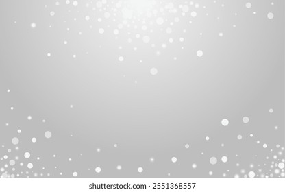 Silver Dots Vector Grey Background. Overlay Christmas Snow Banner. Subtle Stars Card. Shine Snowfall Wallpaper.