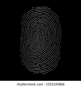 Silver  Dotted  Fingerprint Vector Logo,sign, symbol vector design concept.