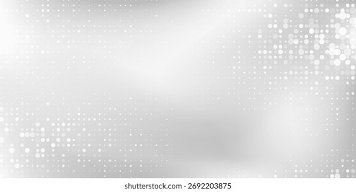 Silver dotted modern foil background with metal mirror texture. Chrome gradient surface with light gloss simple