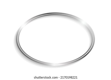 Silber-Doppelellipse-Rahmen mit Schatten und Highlights einzeln auf weißem Hintergrund.