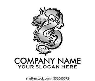 silver dragon character illustration logo icon vector