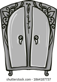 Silver dresser, illustration, vector on white background.